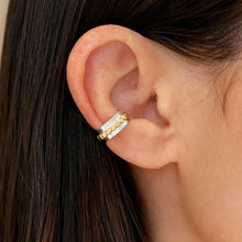 Load image into Gallery viewer, 14k Gold Fill Beaded Argentium Silver Ear Cuff - Tribal Waves Silver