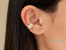Load image into Gallery viewer, 14k Gold Fill Beaded Argentium Silver Ear Cuff - Tribal Waves Silver