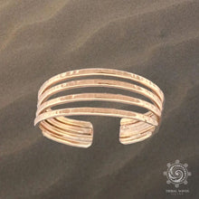 Load image into Gallery viewer, 4 Band Gold Fill Adjustable Toe Ring - Tribal Waves Silver
