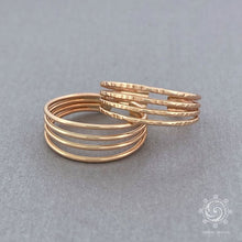 Load image into Gallery viewer, 4 Band Gold Fill Adjustable Toe Ring - Tribal Waves Silver