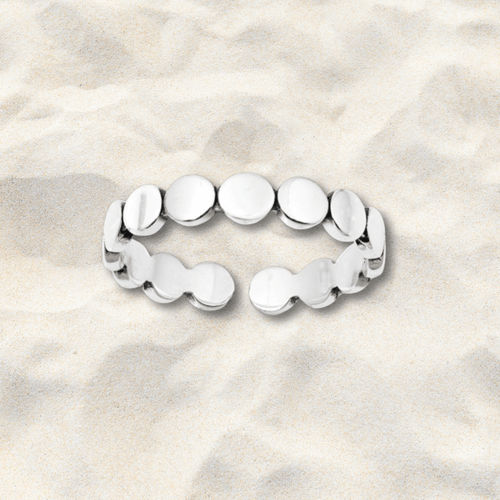 3mm Beaded Sterling Silver Toe Ring - Tribal Waves Silver