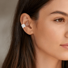 Load image into Gallery viewer, Bold Argentium Silver Ear Cuff - Tribal Waves Silver