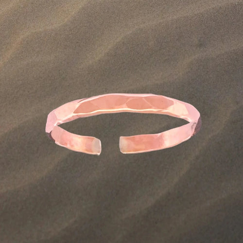 Faceted Rose Gold Adjustable Toe Ring - Tribal Waves Silver