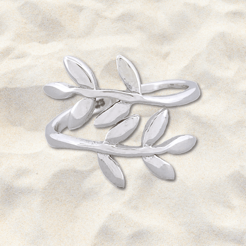 Leaf Wrap Bypass Sterling Silver Toe Ring - Tribal Waves Silver