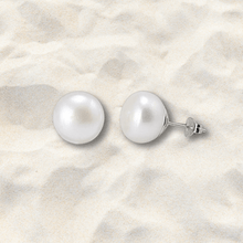 Load image into Gallery viewer, 8mm Freshwater Pearl Sterling Silver Earrings - Tribal Waves Silver