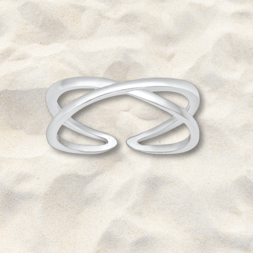 X Crisscross Sterling Silver Toe Ring - Tribal Waves Silver