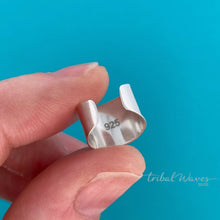 Load image into Gallery viewer, Bold Argentium Silver Ear Cuff - Tribal Waves Silver