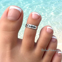 Load image into Gallery viewer, Custom Toe Ring - Personalizable - Tribal Waves Silver