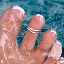Load image into Gallery viewer, Double Band Wave Mixed Metal Adjustable Toe Ring - Tribal Waves Silver