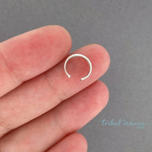 Load image into Gallery viewer, Double Domed Mini Ear Cuff - Tribal Waves Silver