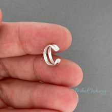 Load image into Gallery viewer, Double Domed Mini Ear Cuff - Tribal Waves Silver