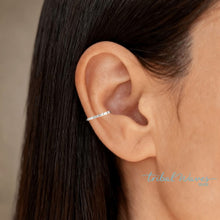 Load image into Gallery viewer, Peened Hammered Ear Cuff - Tribal Waves Silver