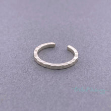 Load image into Gallery viewer, Peened Hammered Ear Cuff - Tribal Waves Silver