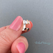 Load image into Gallery viewer, Sterling Silver and Gold Fill Banded Ear Cuff - Tribal Waves Silver
