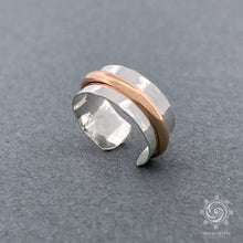 Load image into Gallery viewer, Sterling Silver and Gold Fill Banded Ear Cuff - Tribal Waves Silver