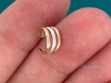 Load image into Gallery viewer, Triple Domed Mini Ear Cuff - Tribal Waves Silver