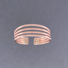 Load image into Gallery viewer, 4 Band Rose Gold Adjustable Toe Ring - Tribal Waves Silver