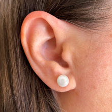 Load image into Gallery viewer, 8mm Freshwater Pearl Sterling Silver Earrings - Tribal Waves Silver