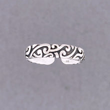 Load image into Gallery viewer, Filigree Sterling Silver Adjustable Toe Ring - Tribal Waves Silver