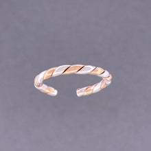 Load image into Gallery viewer, Mixed Metal Rope Adjustable Toe Ring - Tribal Waves Silver